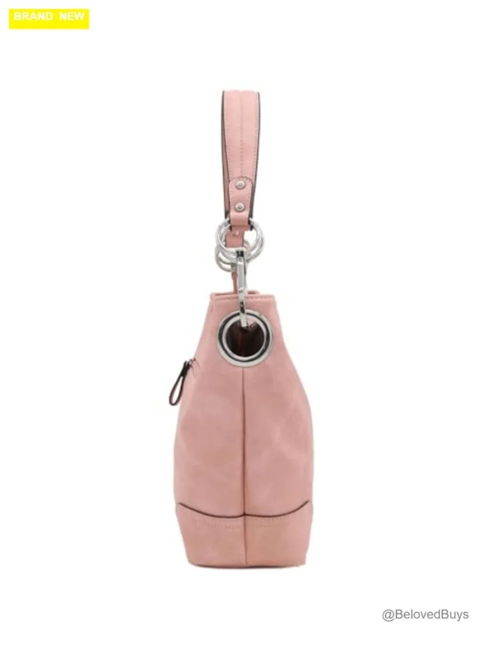 Faux Leather Hobo Shoulder Bag with Detachable Strap and Zipper Pockets